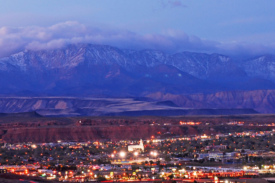 aerial view of downtown St. George