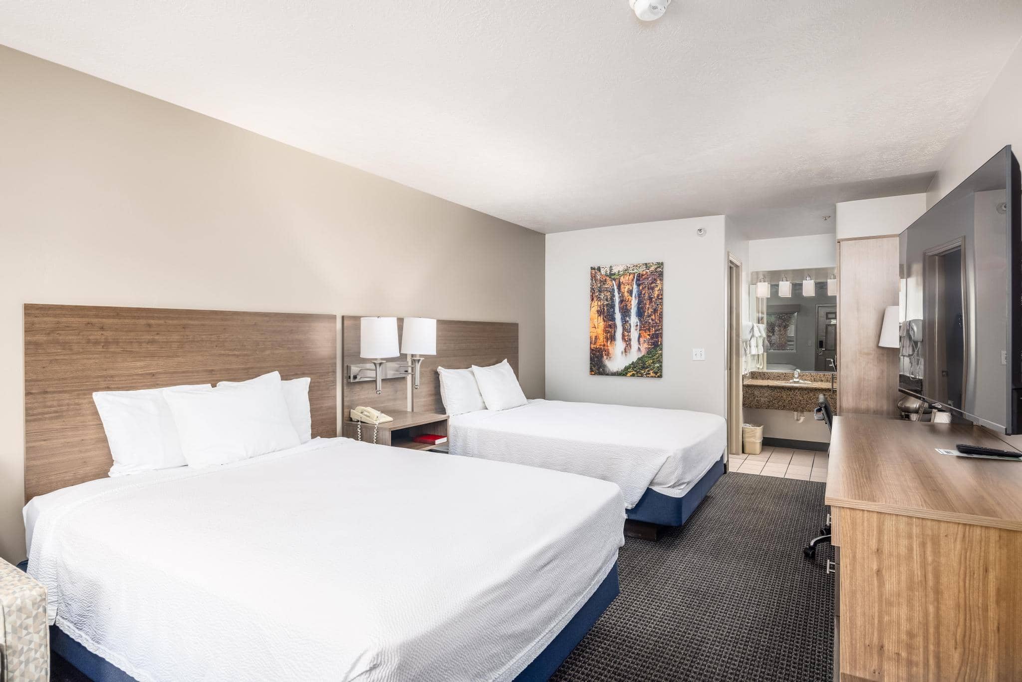 guest room with two queens